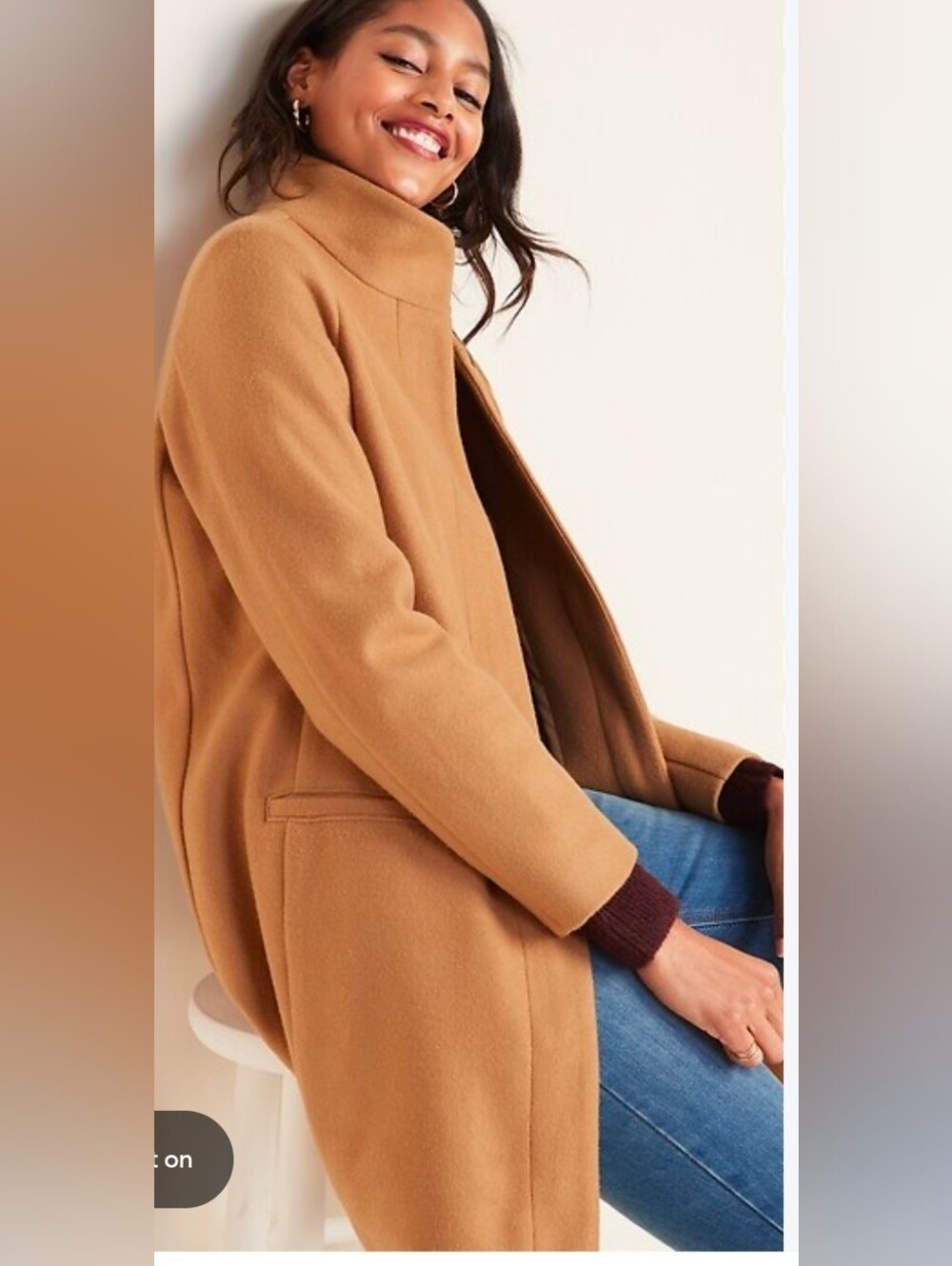 Old Navy Soft-Brushed Funnel-Neck Camel Coat